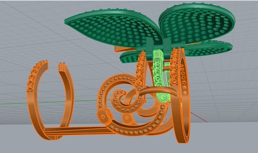 Butterfly ring with movable wings Model 3916 3D print model_6