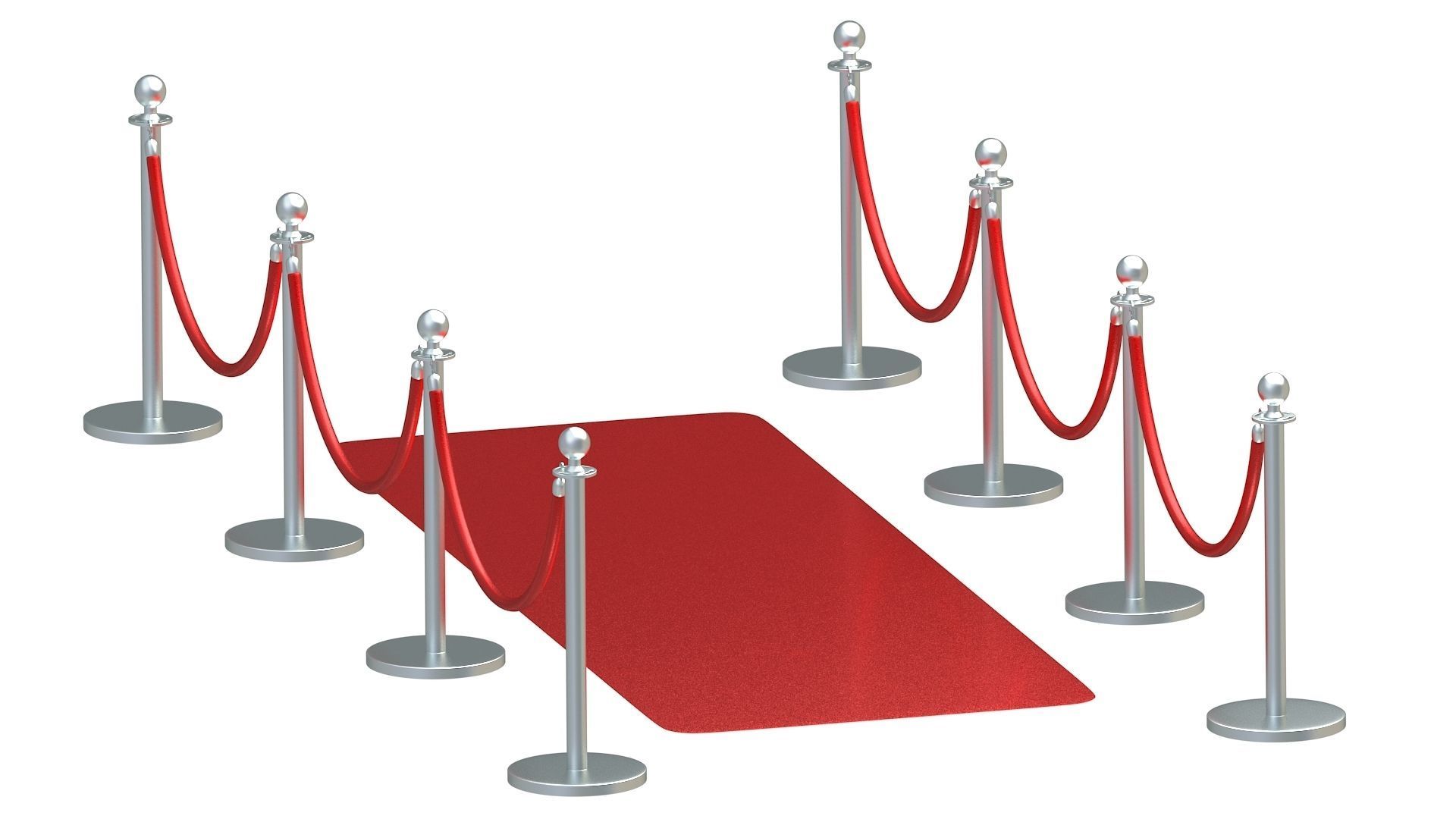 Red carpet Silver Stanchion 3D model_3