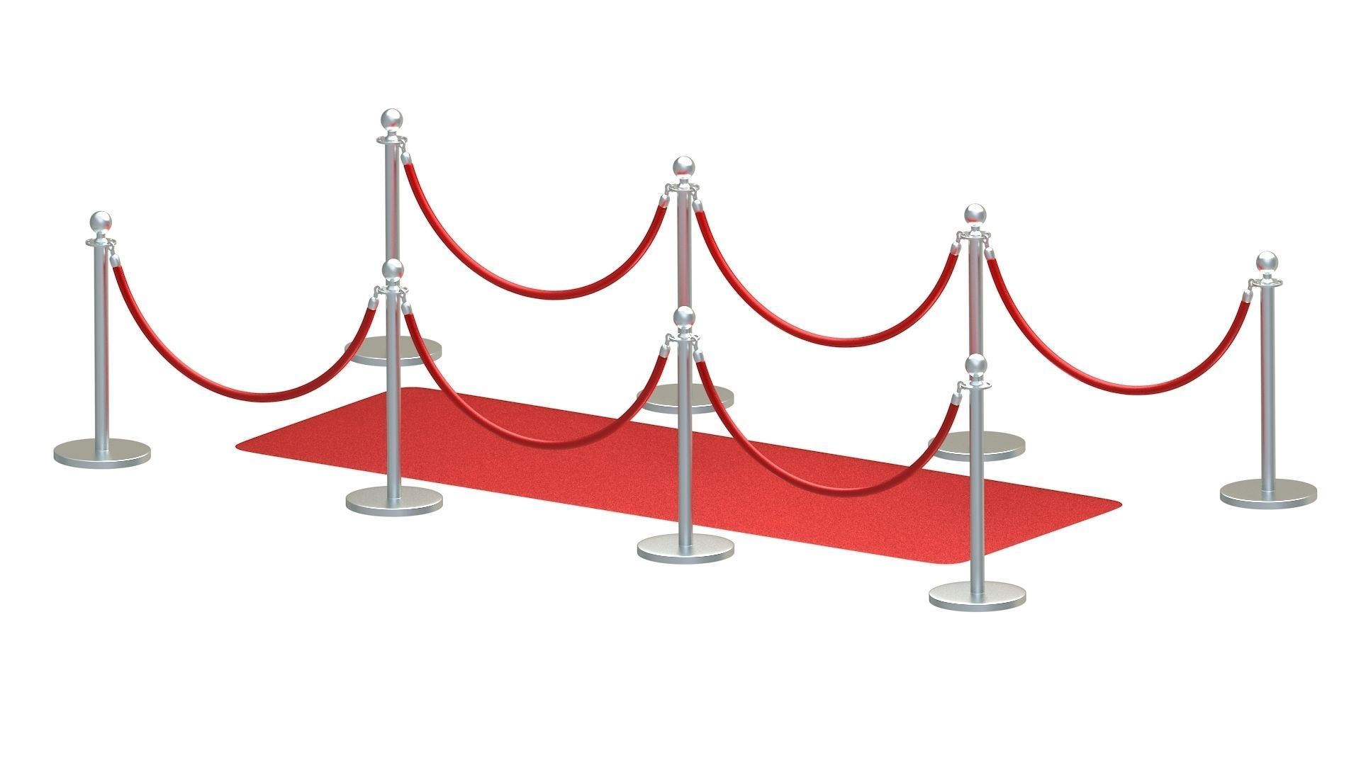 Red carpet Silver Stanchion 3D model_4