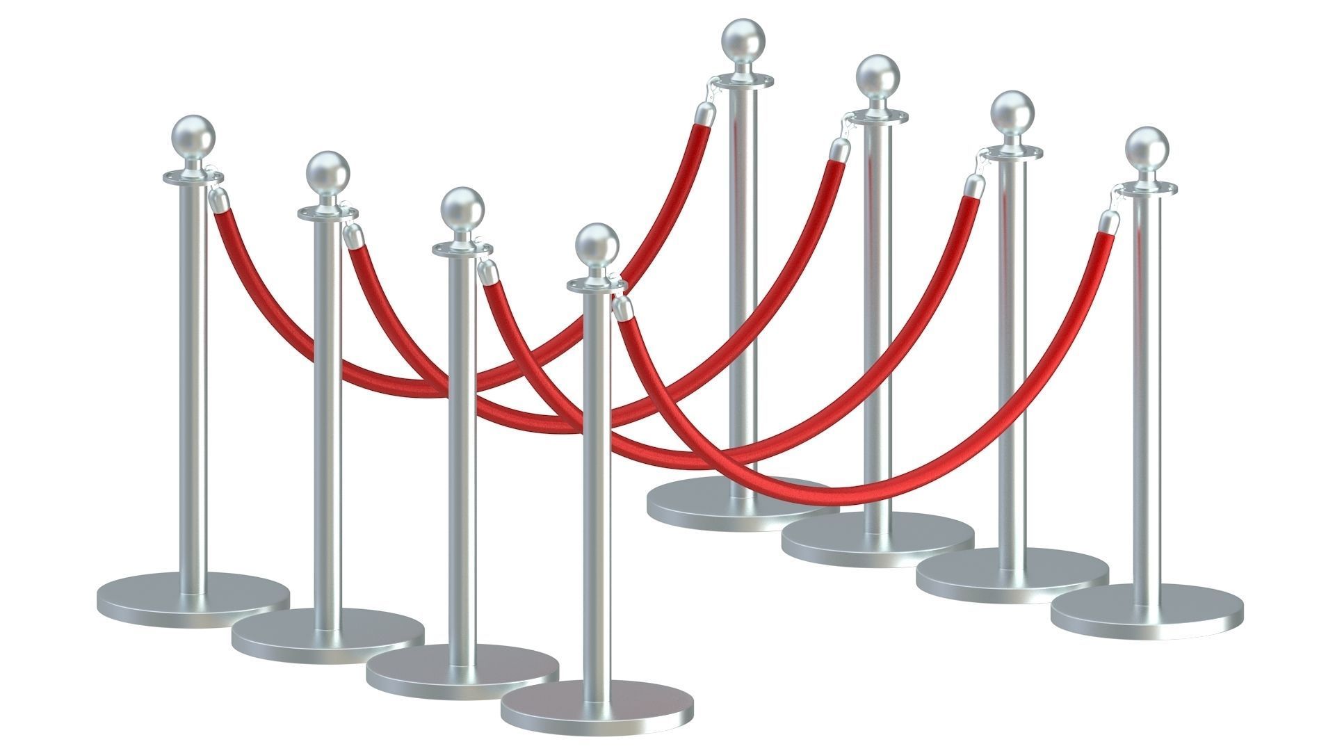 Red carpet Silver Stanchion 3D model_13