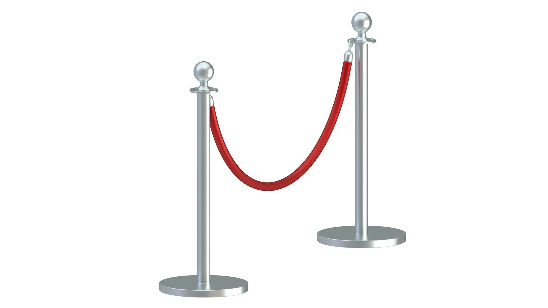 Red carpet Silver Stanchion 3D model_7