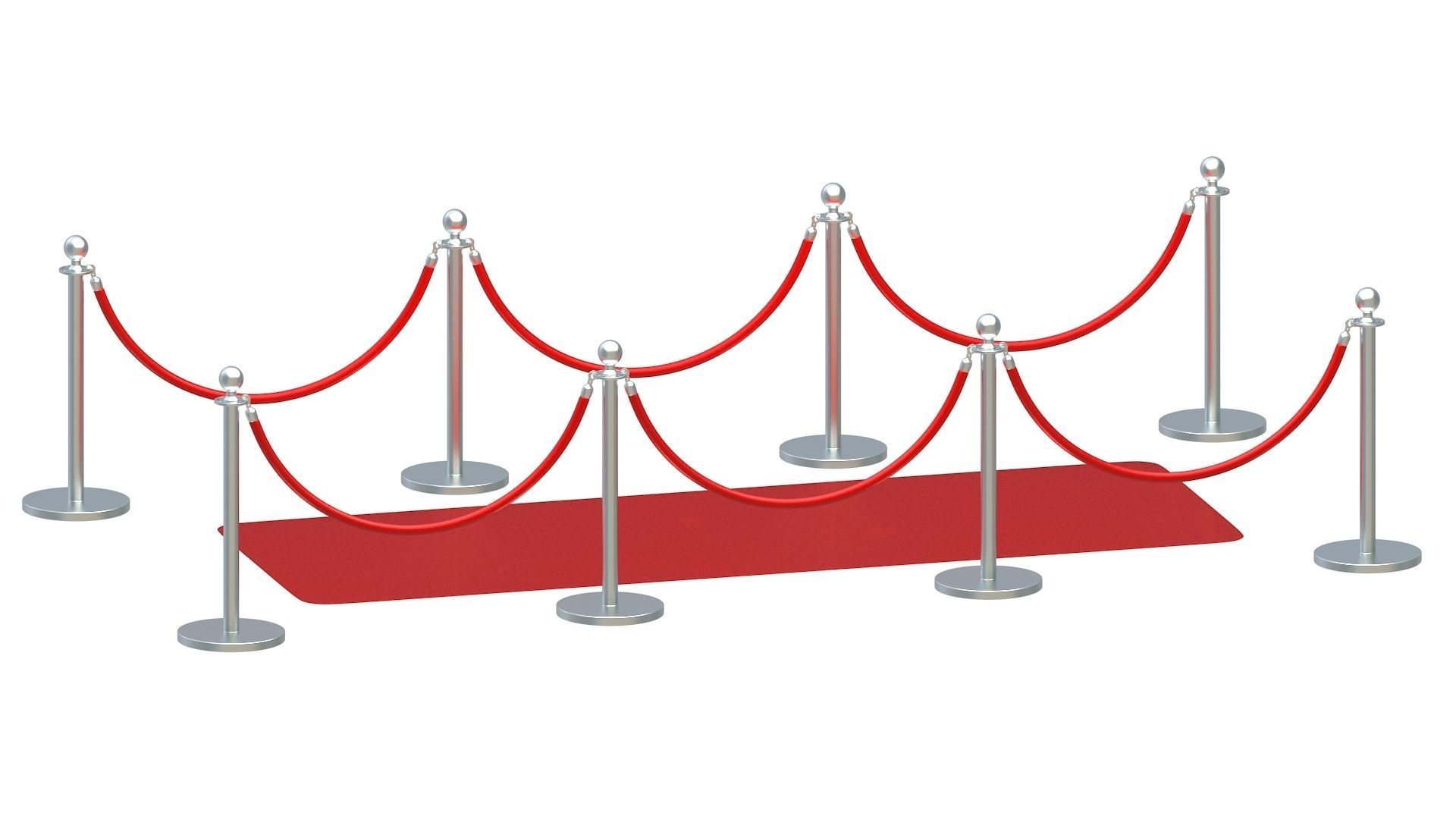 Red carpet Silver Stanchion 3D model_1
