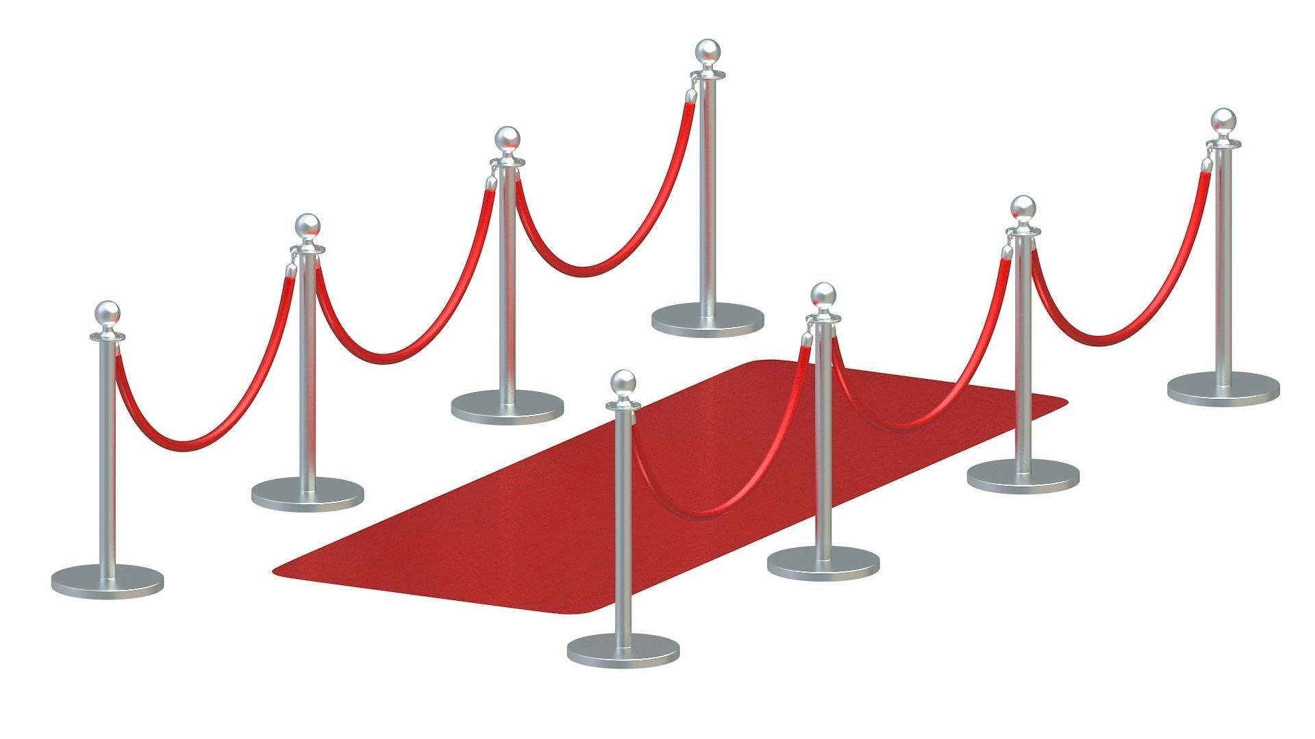 Red carpet Silver Stanchion 3D model_2