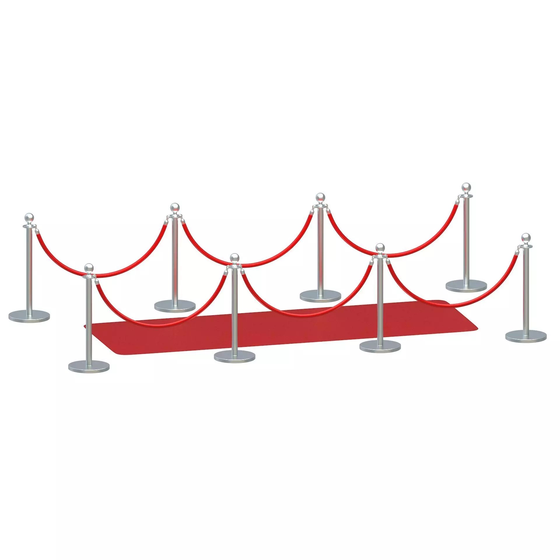 Red carpet Silver Stanchion 3D model_0