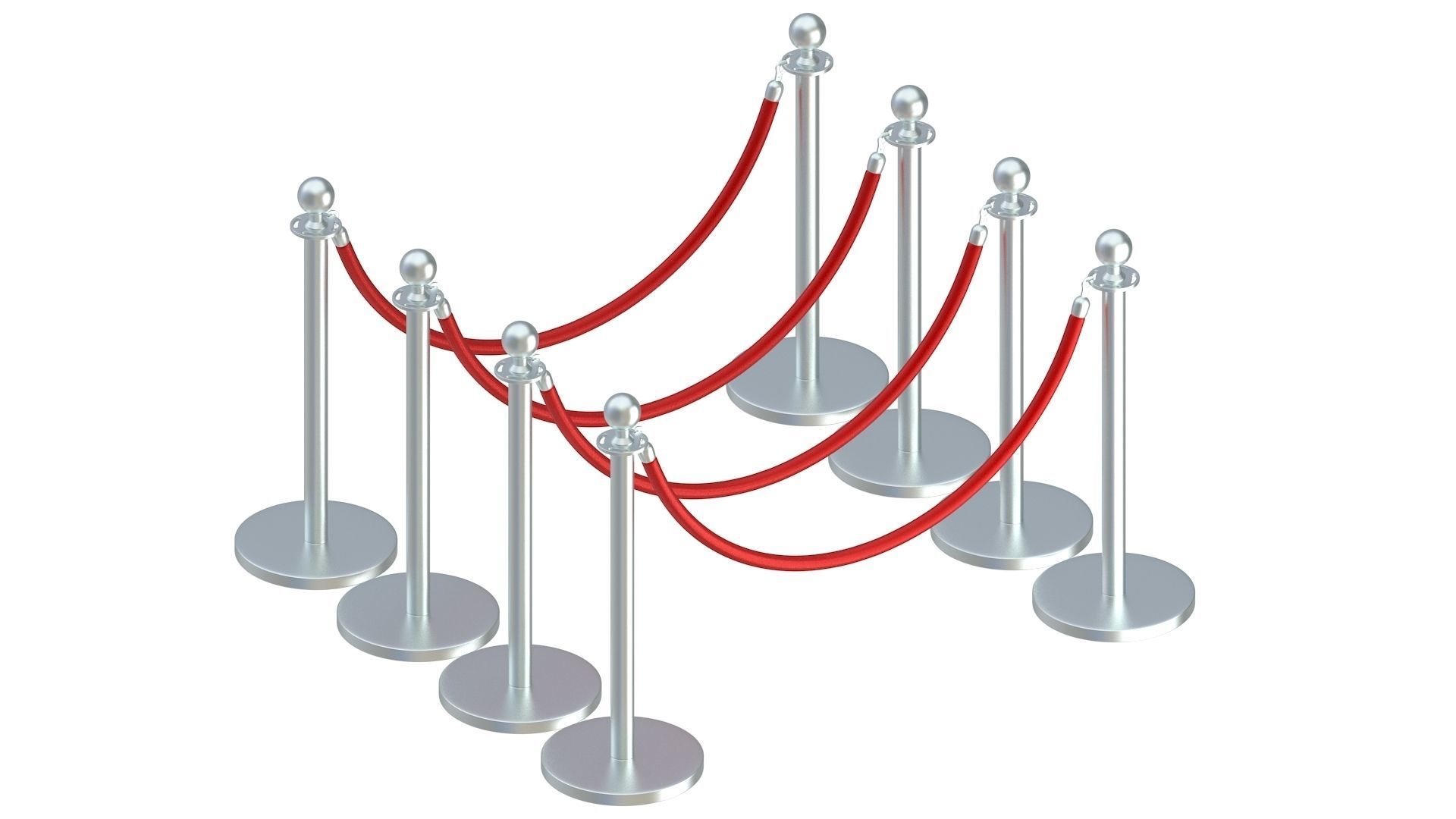 Red carpet Silver Stanchion 3D model_14