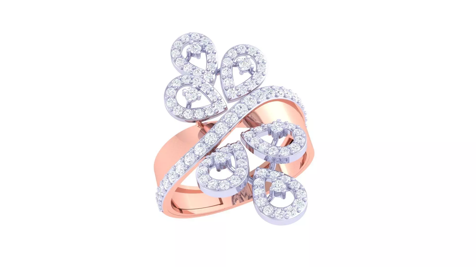 Flower High Jewelry Diamond Cocktail Ring 3dm stl obj 3D print model