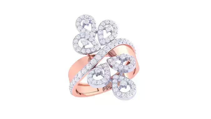 Flower High Jewelry Diamond Cocktail Ring 3dm stl obj