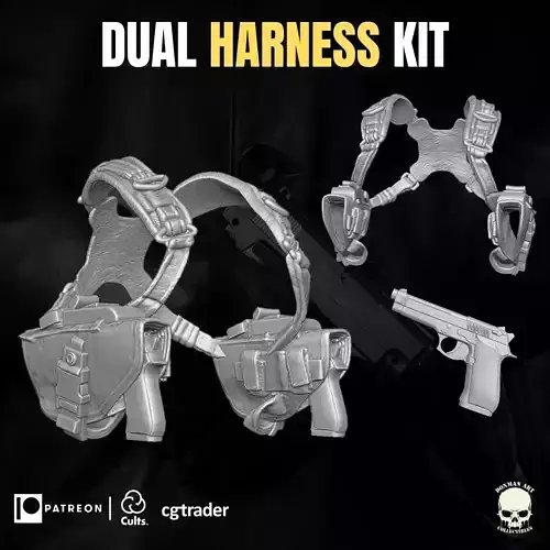 Harness Dual Holster Kit 3D printable file for Action Figures 3D print model