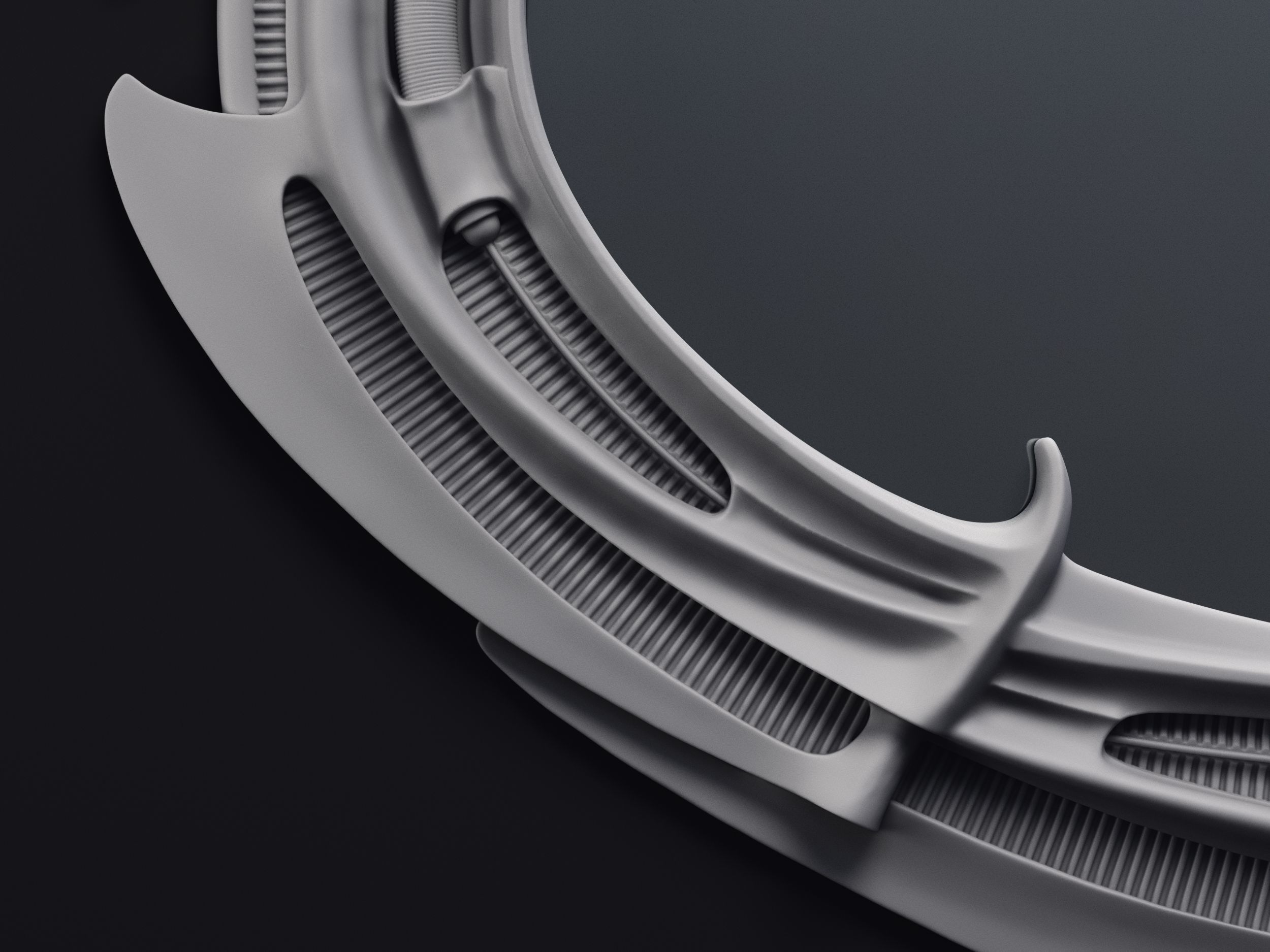 H R Giger Oval Mirror Printable 3D Model 3D print model_18