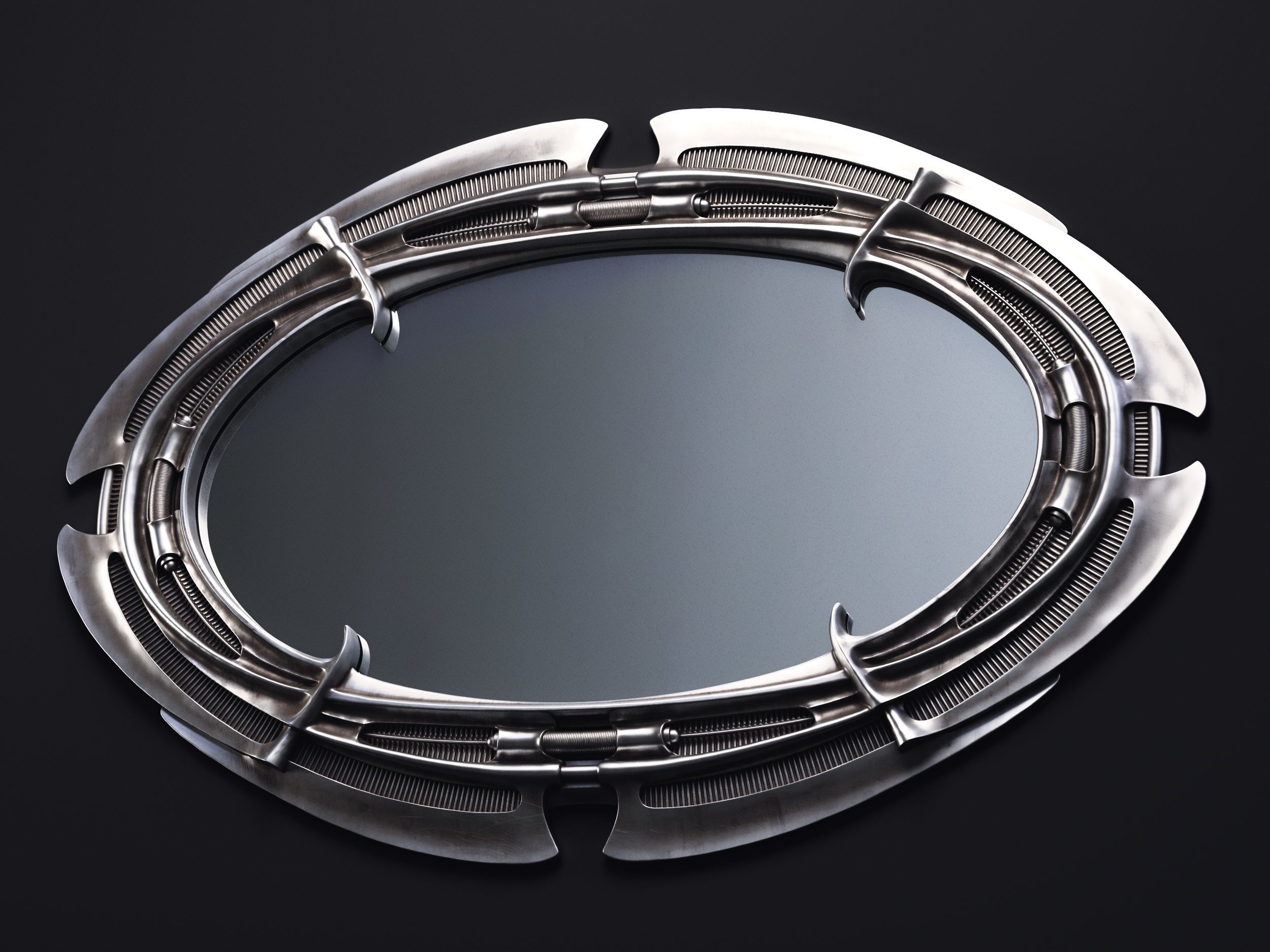 H R Giger Oval Mirror Printable 3D Model 3D print model_6