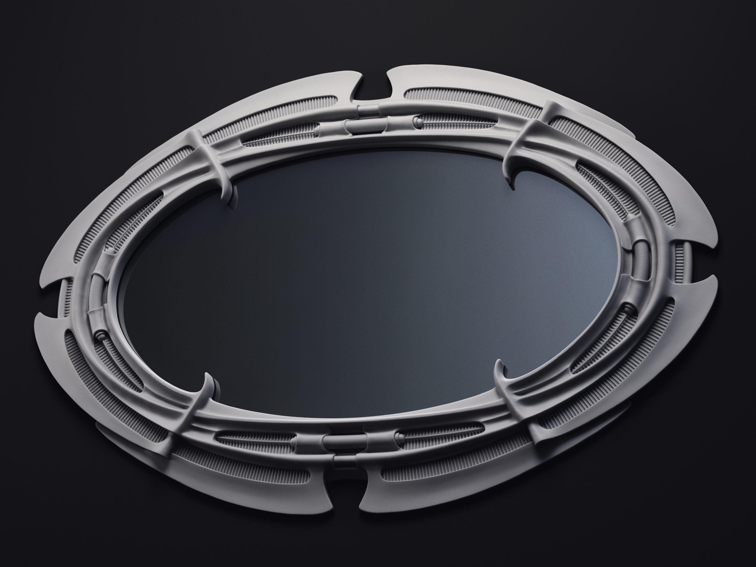 H R Giger Oval Mirror Printable 3D Model 3D print model_16