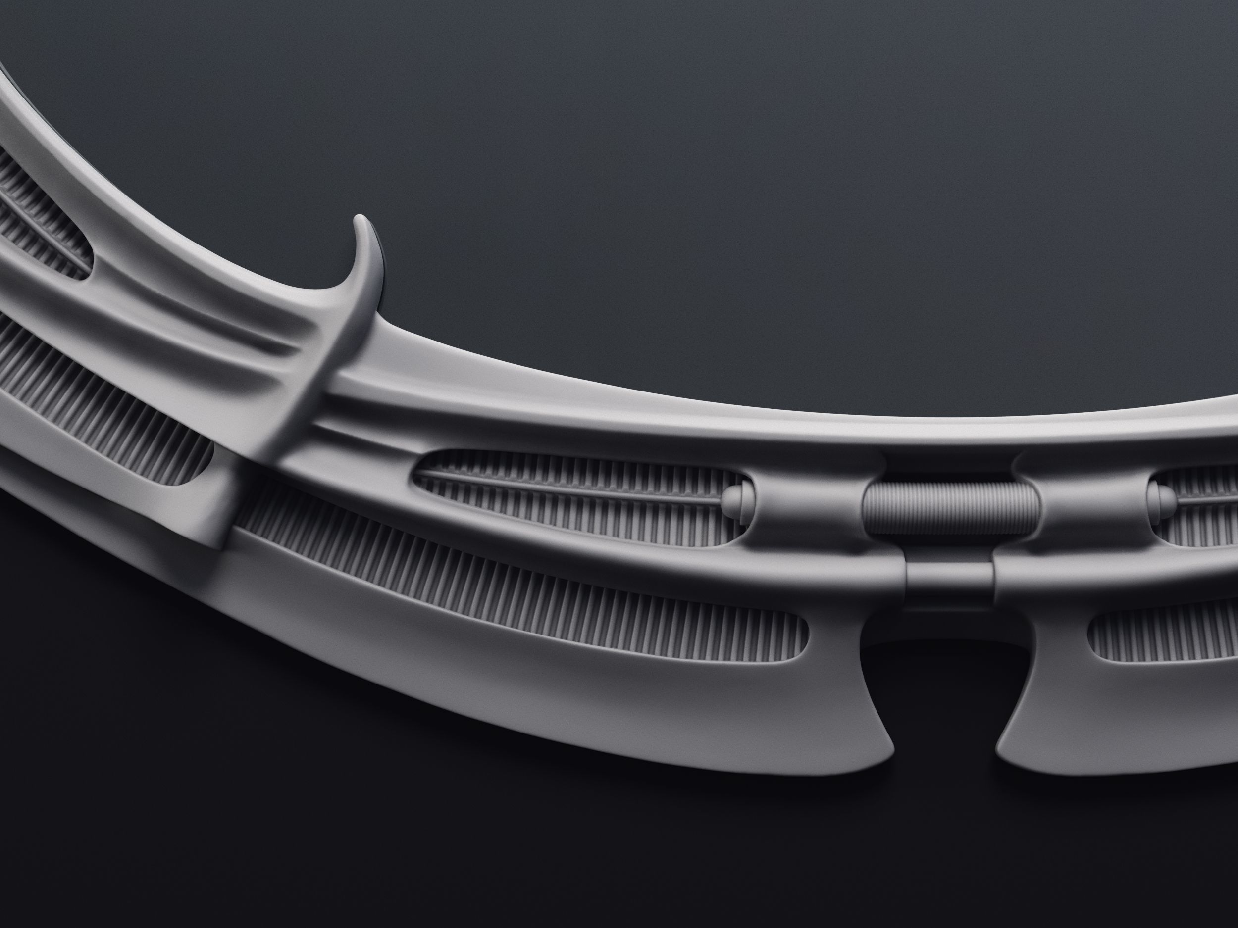 H R Giger Oval Mirror Printable 3D Model 3D print model_15