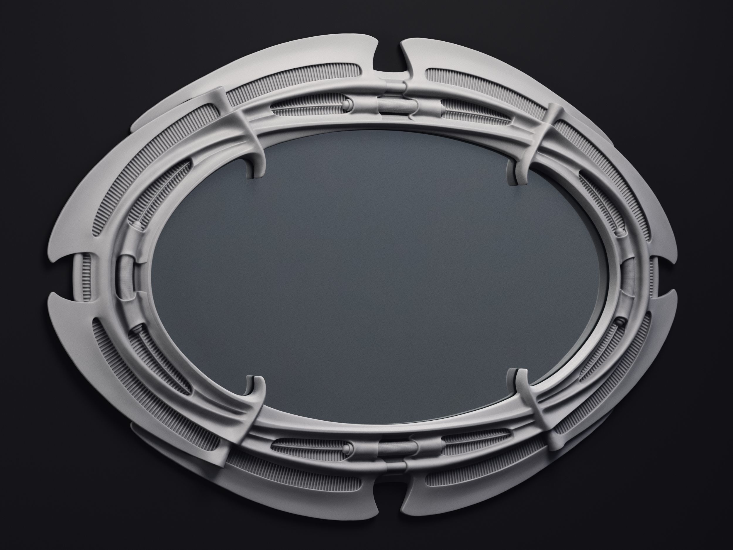 H R Giger Oval Mirror Printable 3D Model 3D print model_11