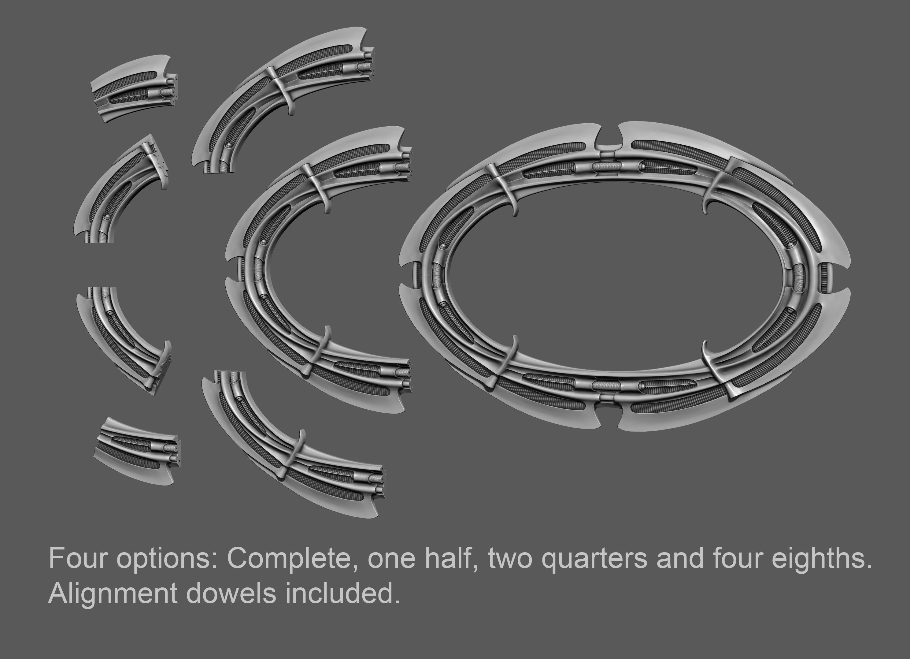 H R Giger Oval Mirror Printable 3D Model 3D print model_9