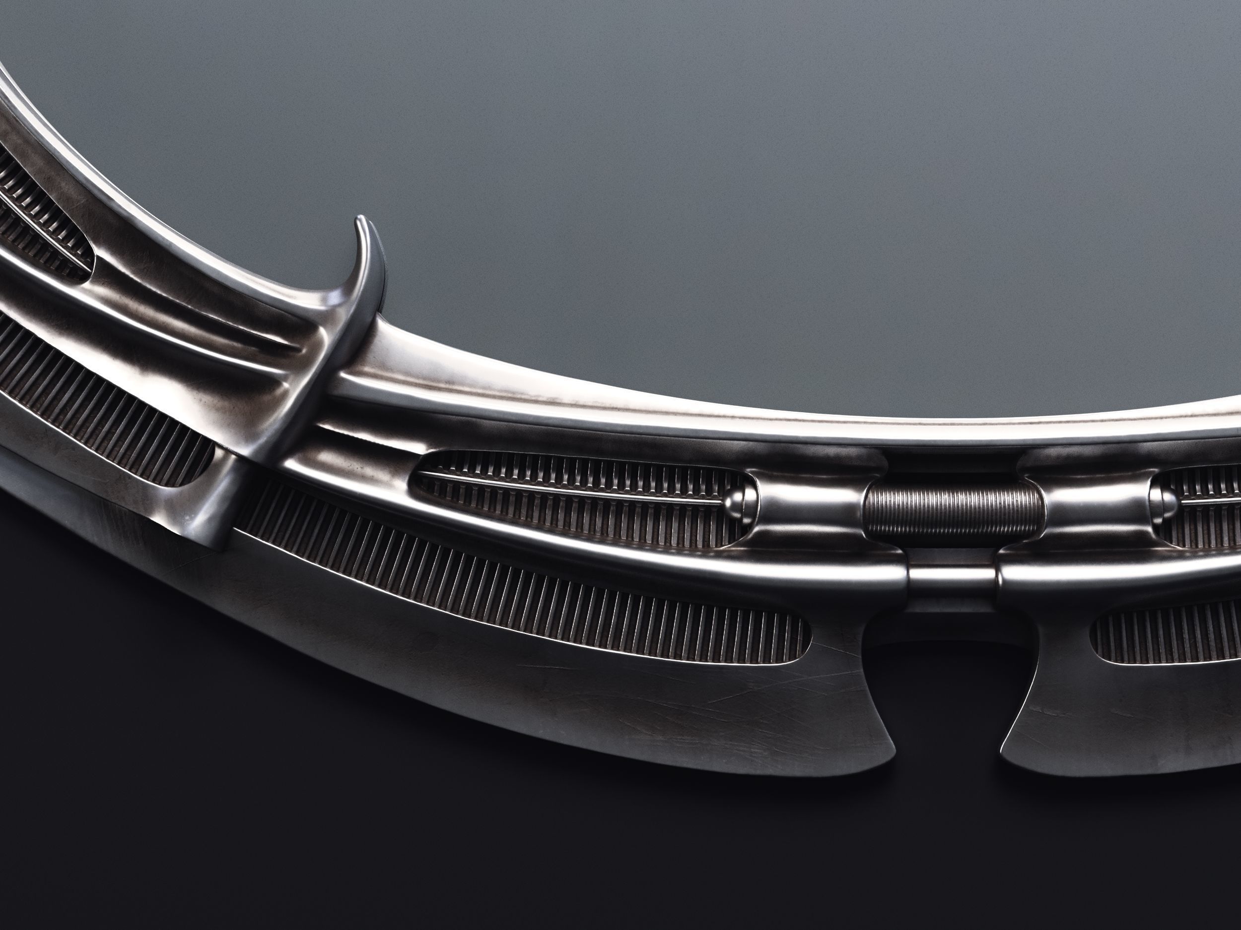 H R Giger Oval Mirror Printable 3D Model 3D print model_3