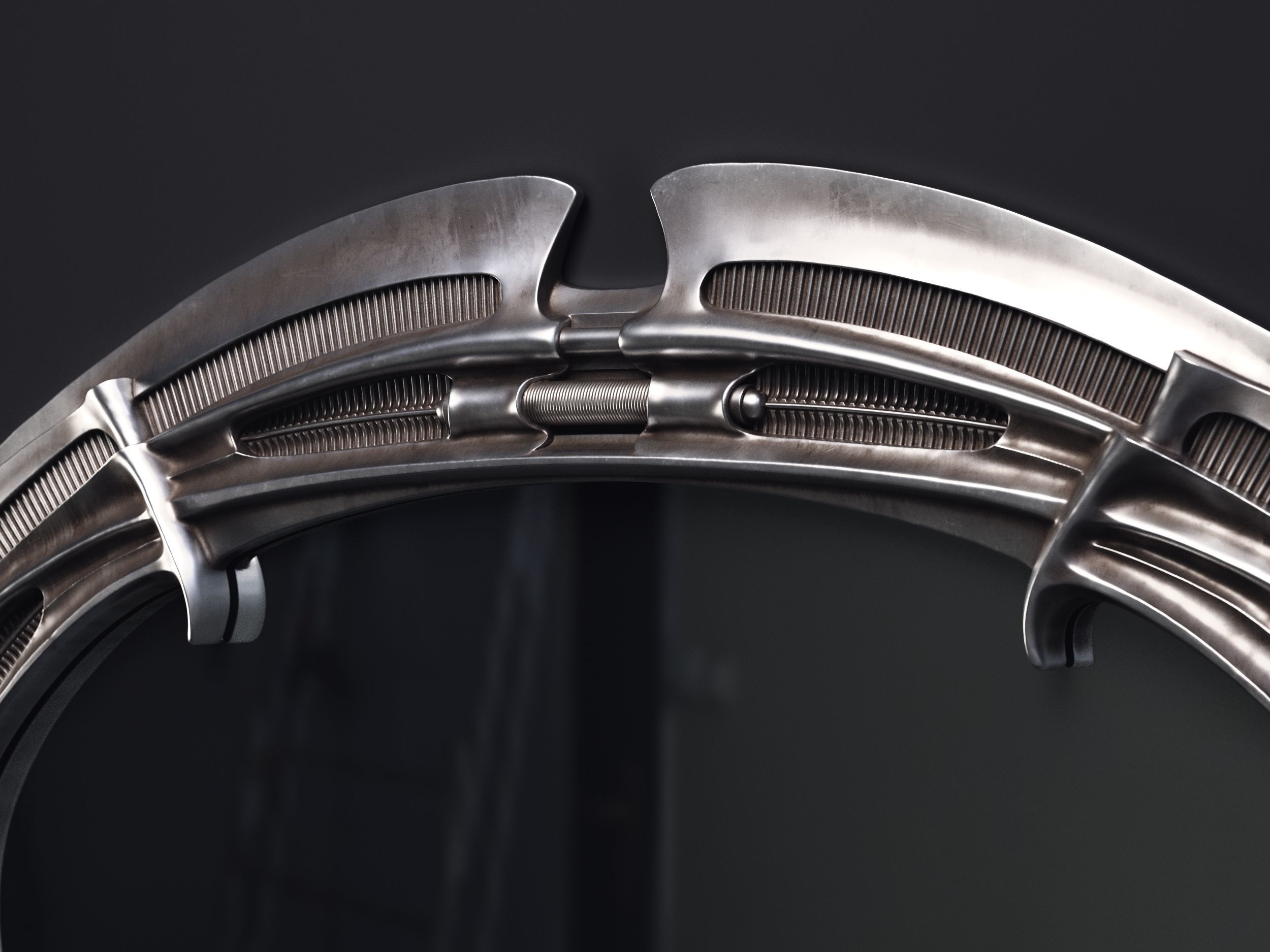 H R Giger Oval Mirror Printable 3D Model 3D print model_7