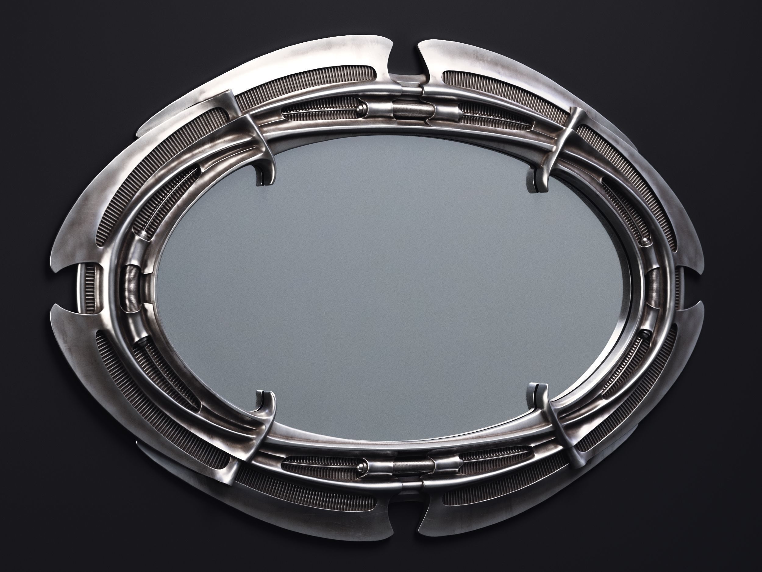 H R Giger Oval Mirror Printable 3D Model 3D print model_4