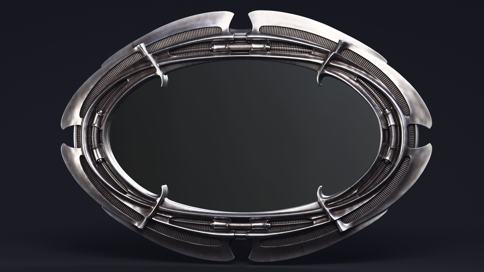 H R Giger Oval Mirror Printable 3D Model 3D print model_32