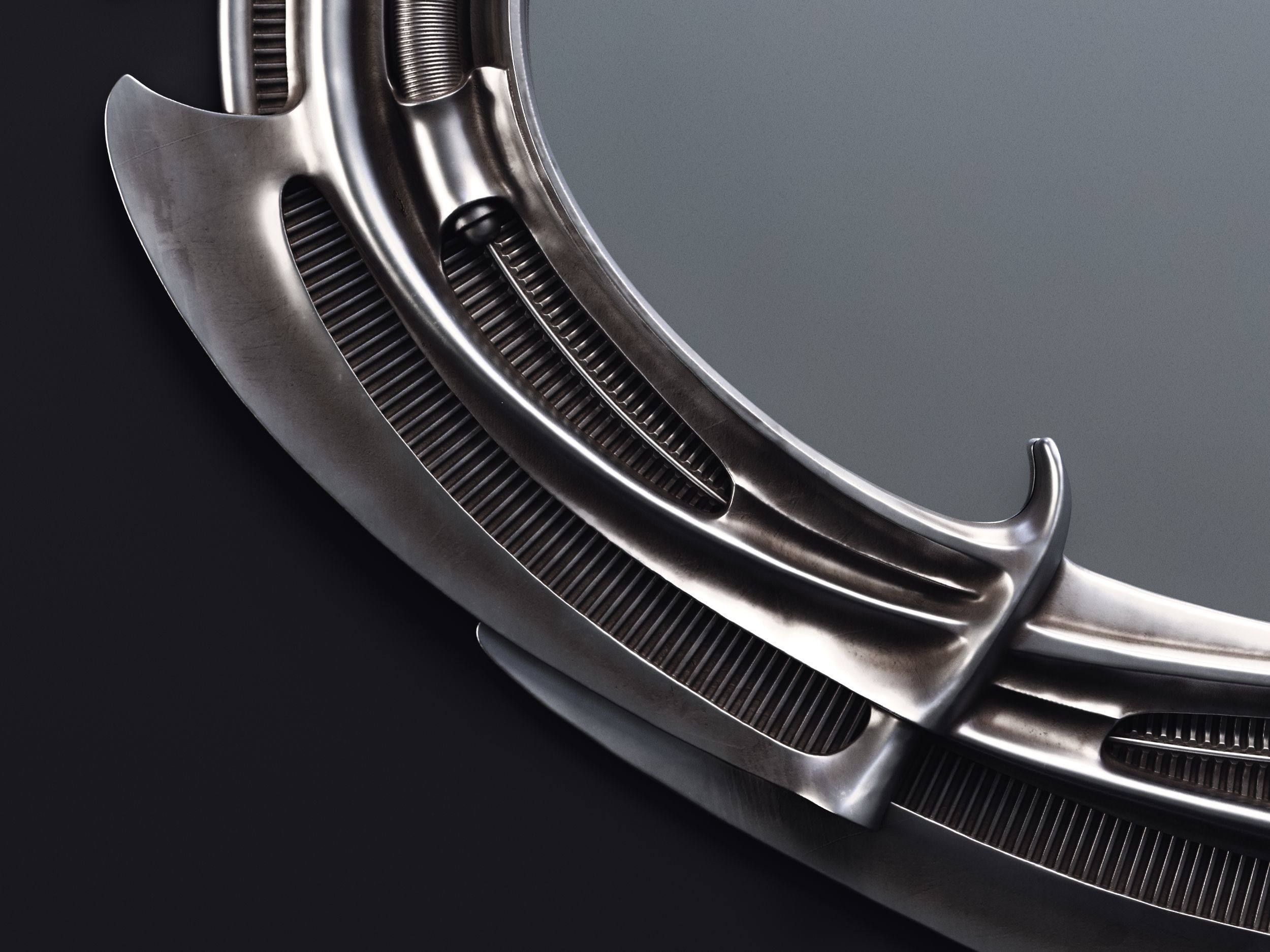 H R Giger Oval Mirror Printable 3D Model 3D print model_2