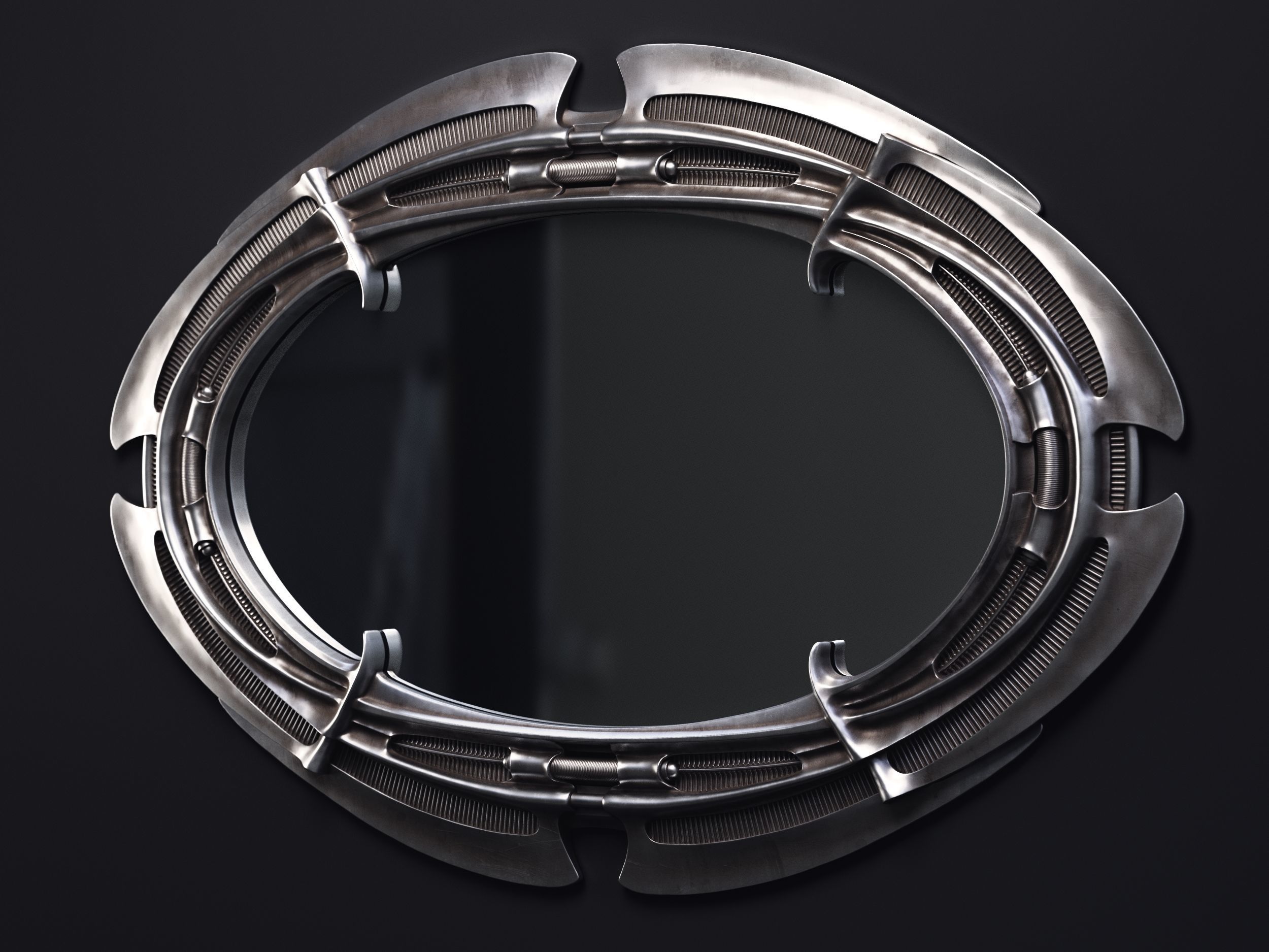 H R Giger Oval Mirror Printable 3D Model 3D print model_5