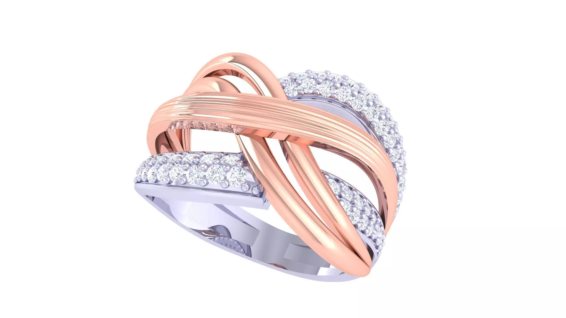 Wire High Jewelry Diamond Cocktail Ring 3dm stl obj 3D print model