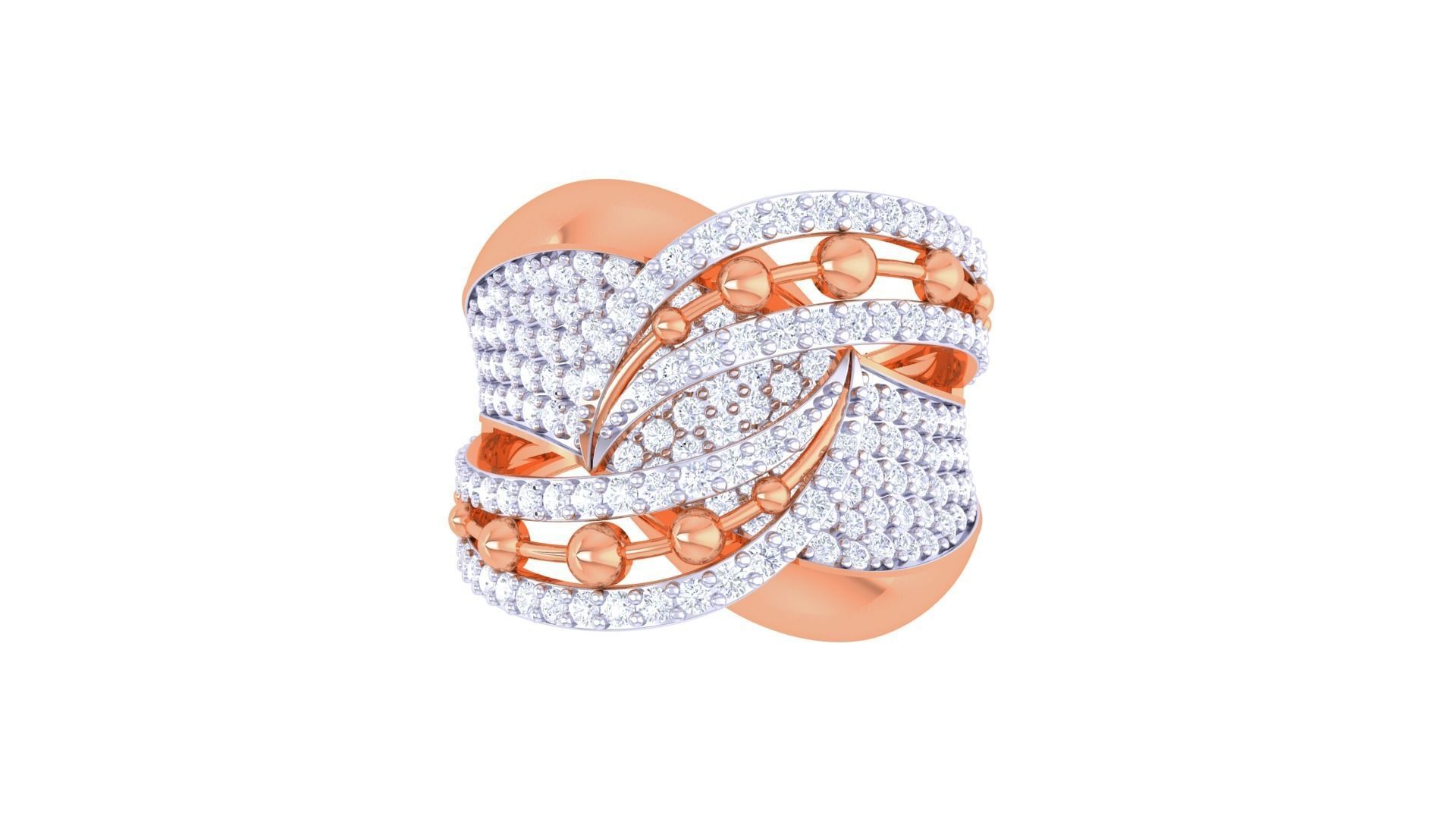 High Jewelry Diamond Cocktail Ring 3dm stl obj 3D print model_9