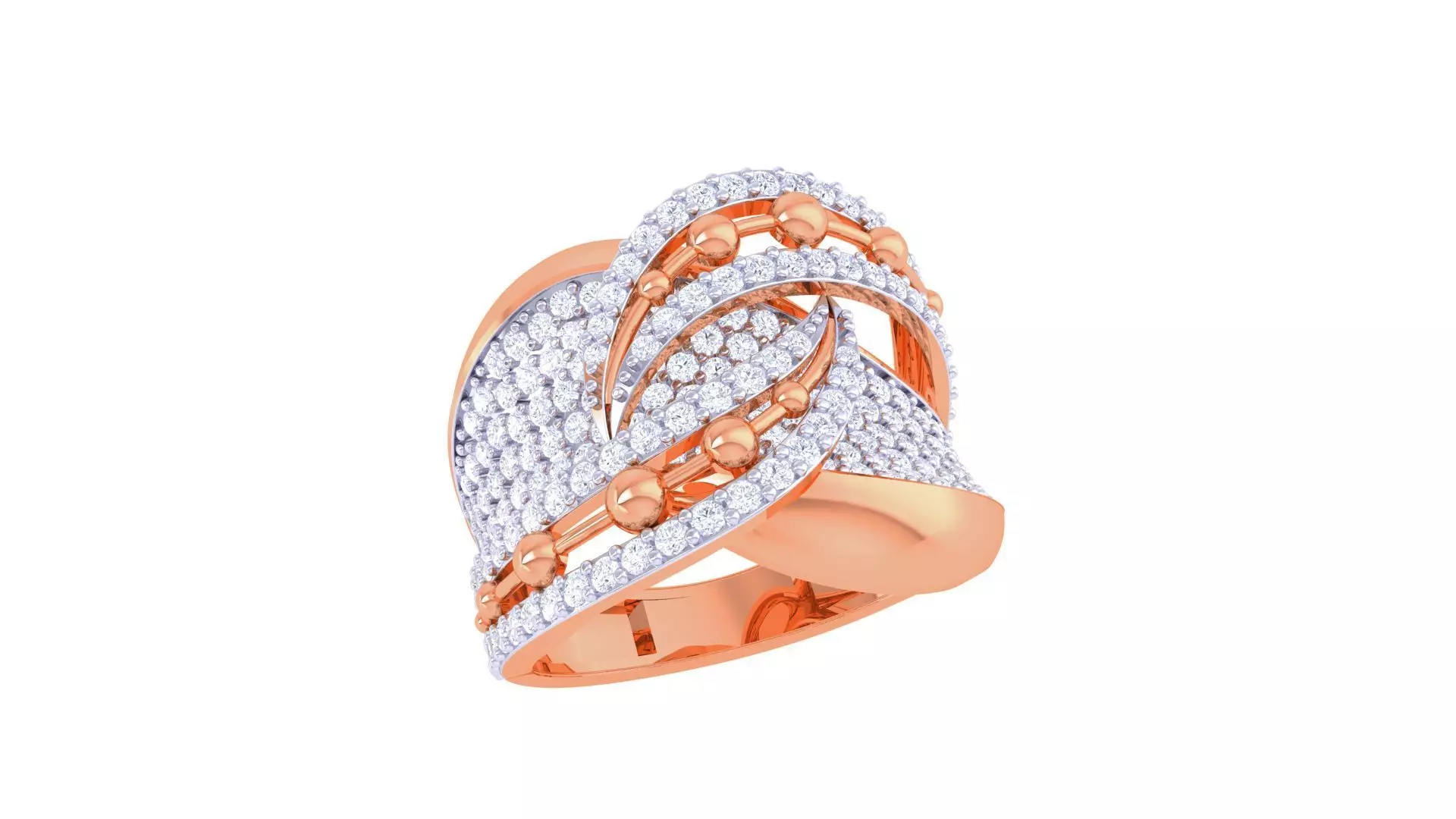 High Jewelry Diamond Cocktail Ring 3dm stl obj 3D print model_0