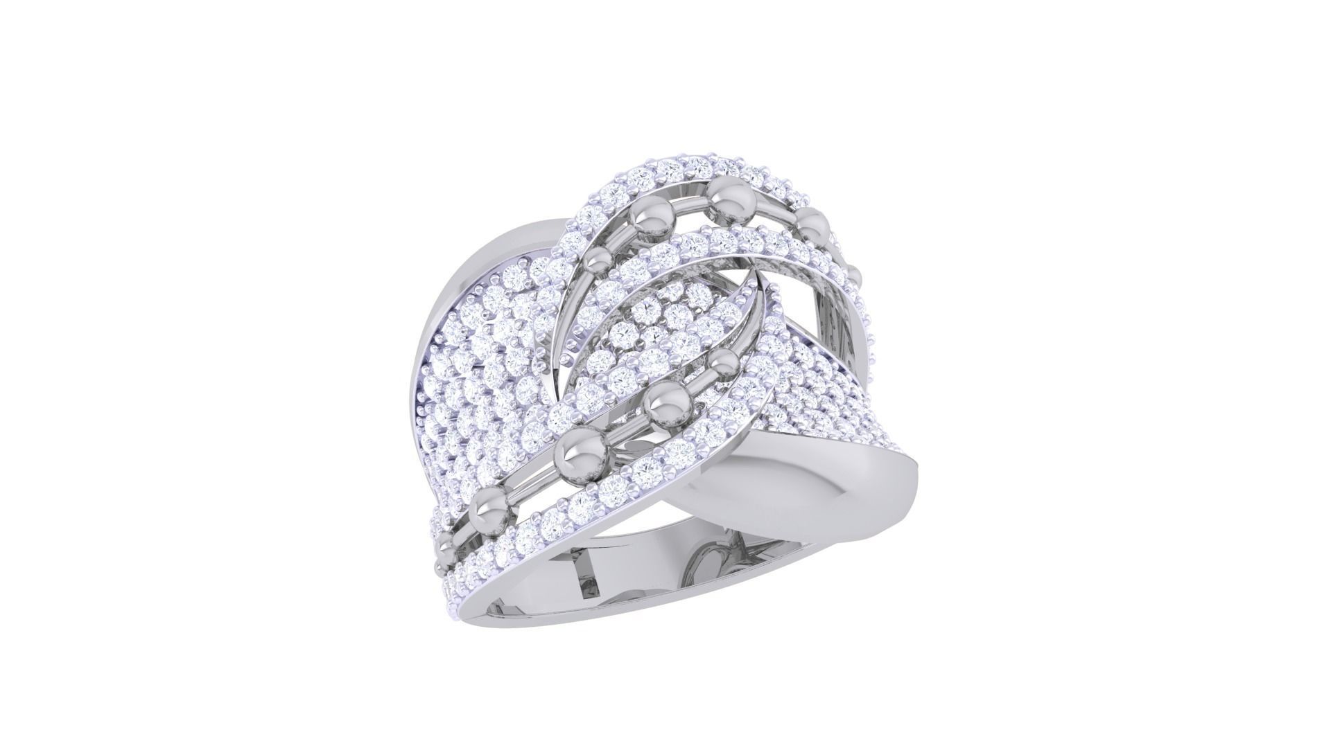 High Jewelry Diamond Cocktail Ring 3dm stl obj 3D print model_6
