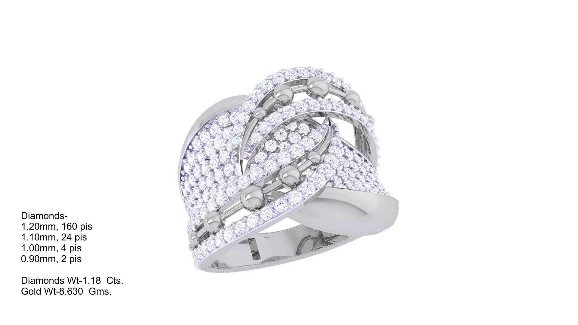 High Jewelry Diamond Cocktail Ring 3dm stl obj 3D print model_3