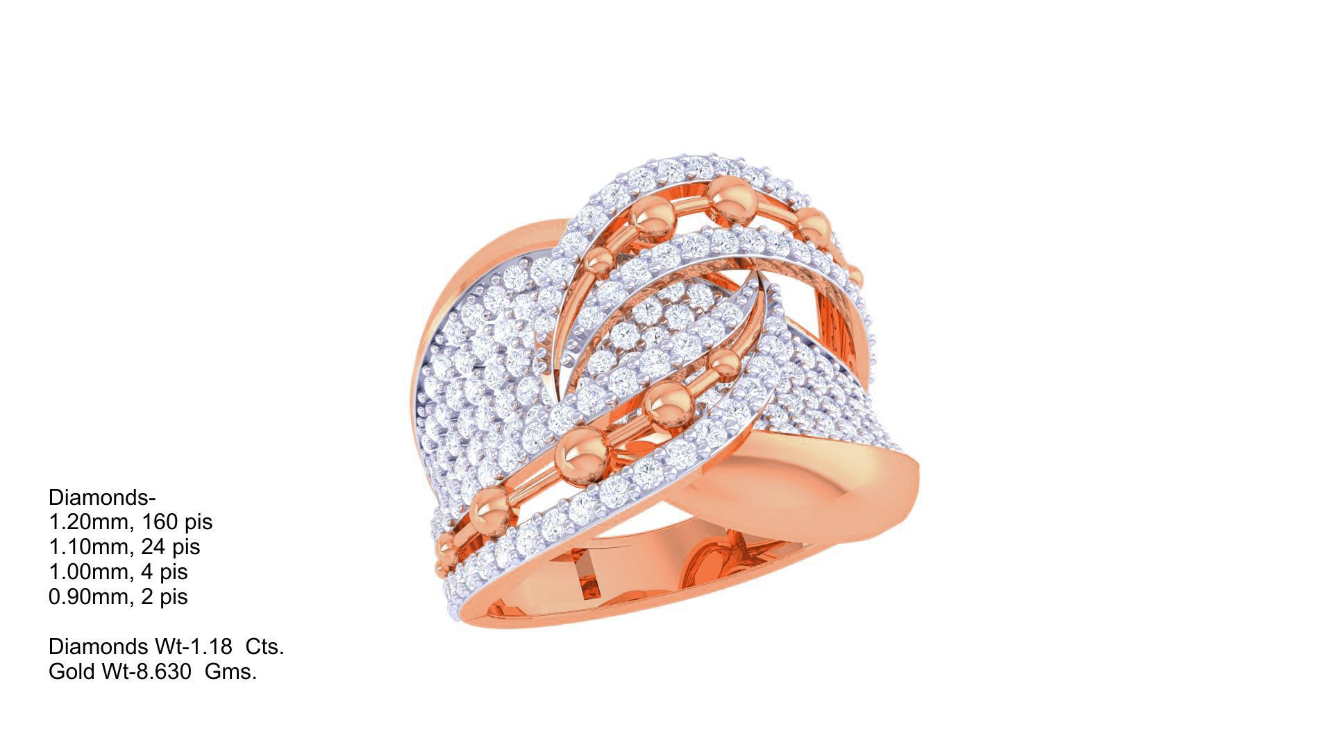 High Jewelry Diamond Cocktail Ring 3dm stl obj 3D print model_4