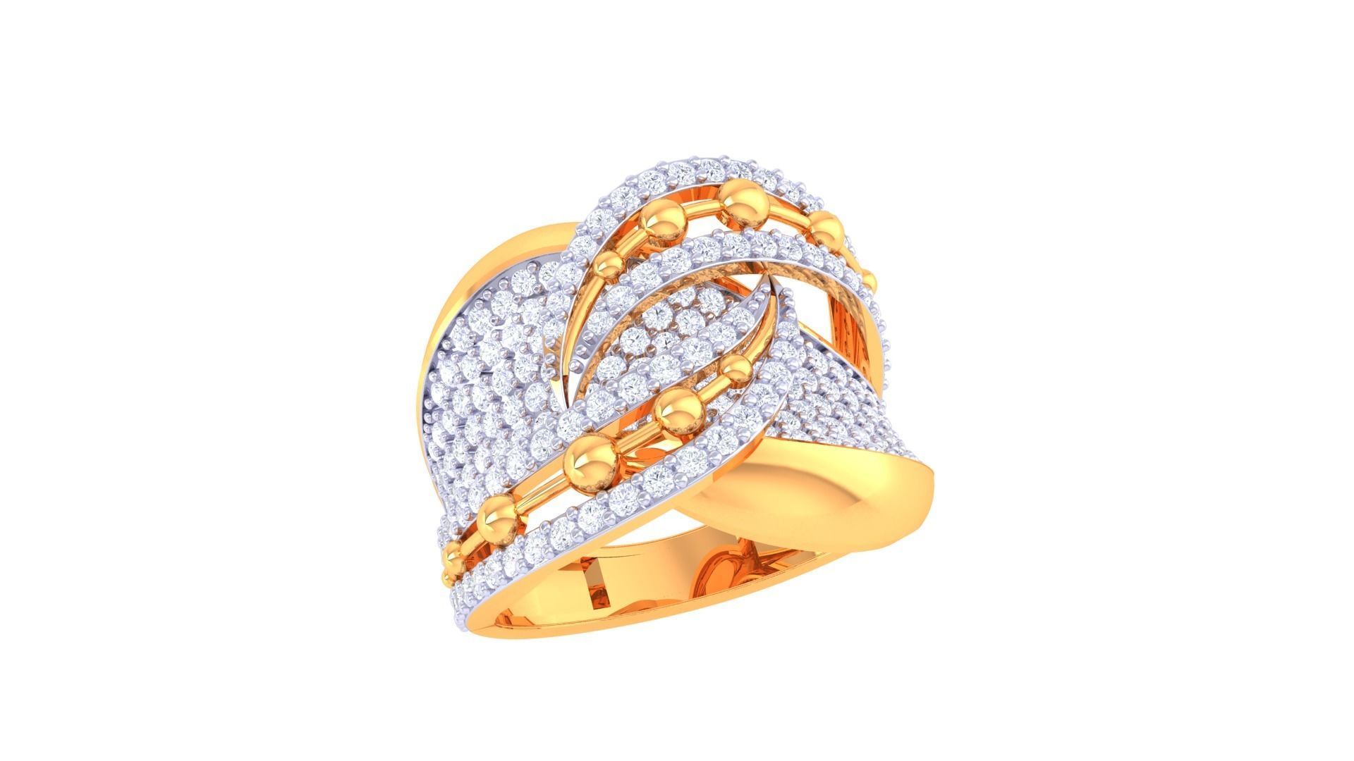 High Jewelry Diamond Cocktail Ring 3dm stl obj 3D print model_5