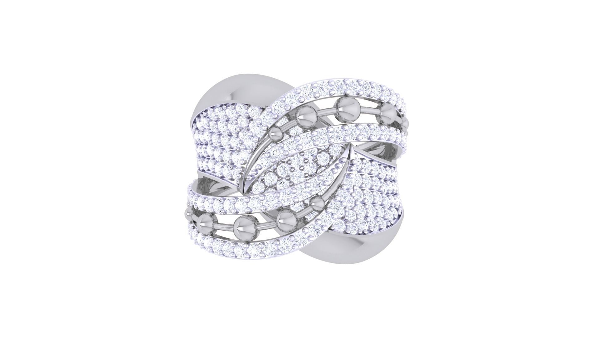 High Jewelry Diamond Cocktail Ring 3dm stl obj 3D print model_8