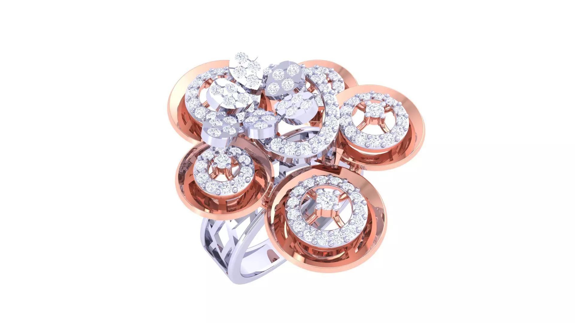 Flower High Jewelry Diamond Cocktail Ring 3dm stl obj 3D print model