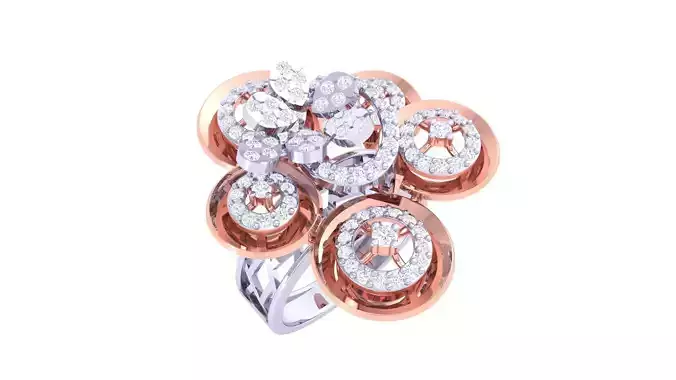 Flower High Jewelry Diamond Cocktail Ring 3dm stl obj