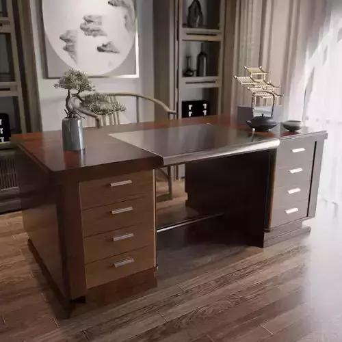 Very Fine Art Deco Hardwood Desk from Galerie Jacques Lacoste