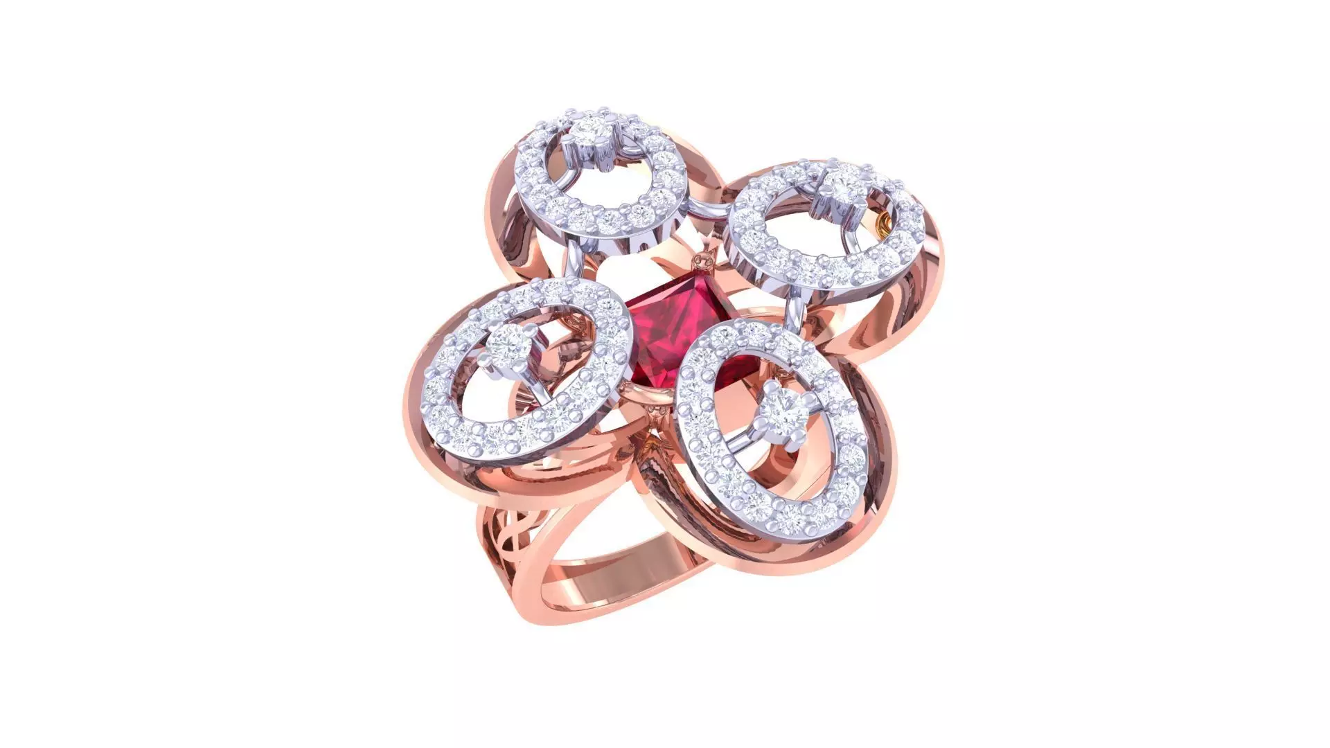 Flower High Jewelry Diamond Cocktail Ring 3dm stl obj 3D print model