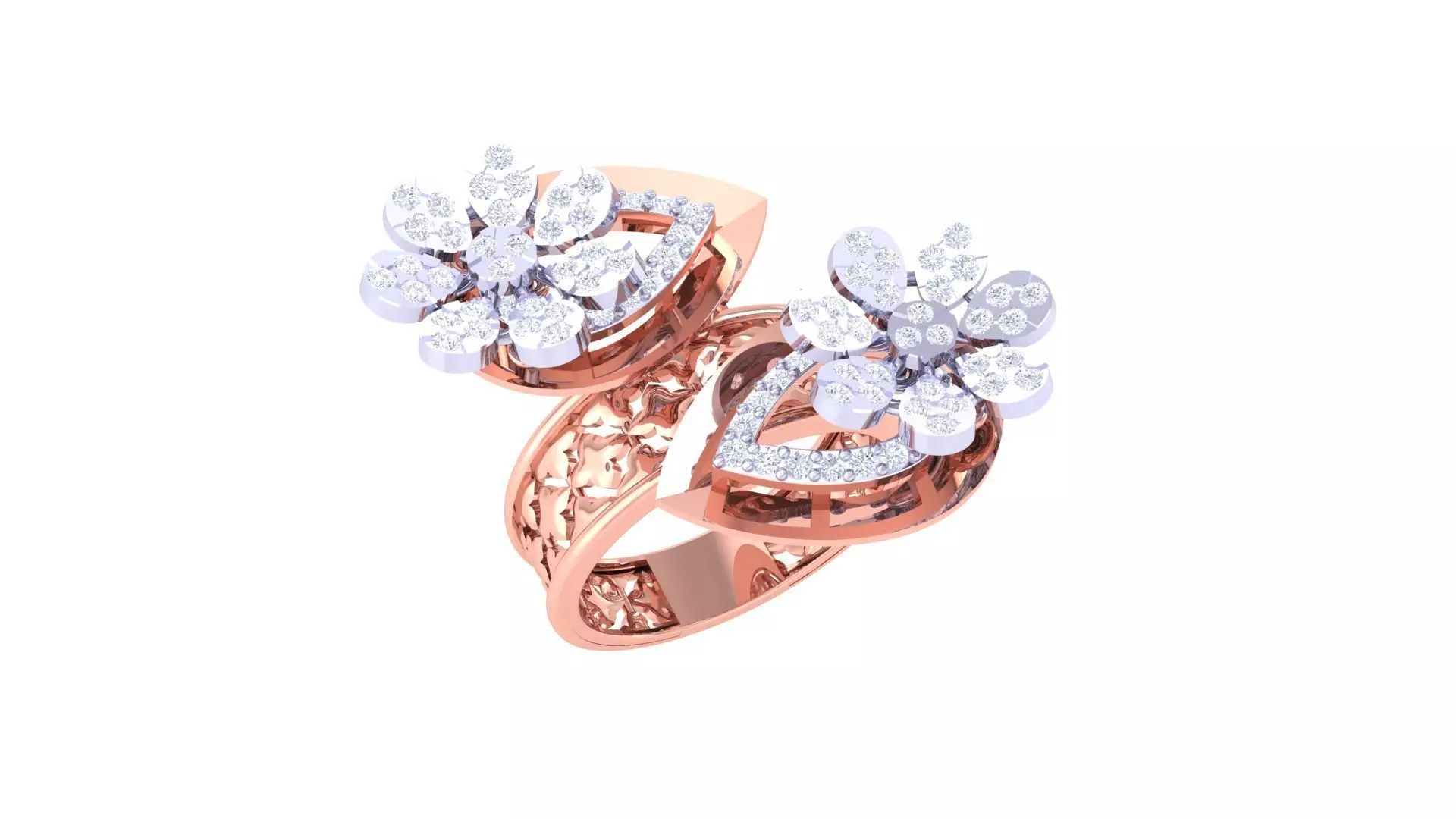 Flower High Jewelry Diamond Cocktail Ring 3dm stl obj 3D print model
