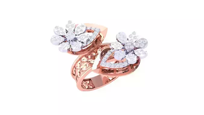 Flower High Jewelry Diamond Cocktail Ring 3dm stl obj