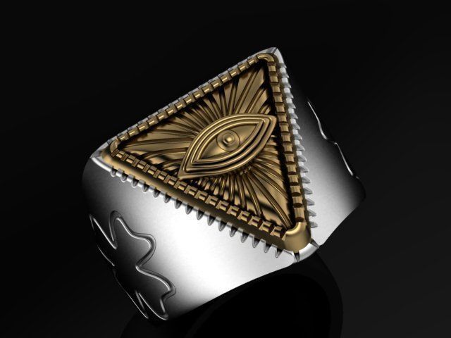 freemasonry eye ring 3D print model_1
