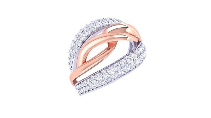 Wire High Jewelry Diamond Cocktail Ring 3dm stl obj 3D print model