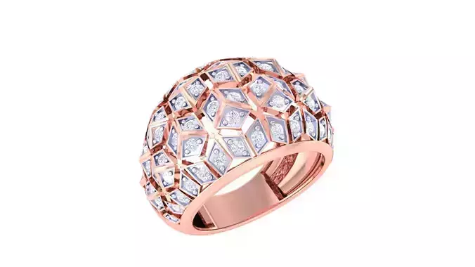 High Jewelry Diamond Cocktail Ring 3dm stl obj 3D print model