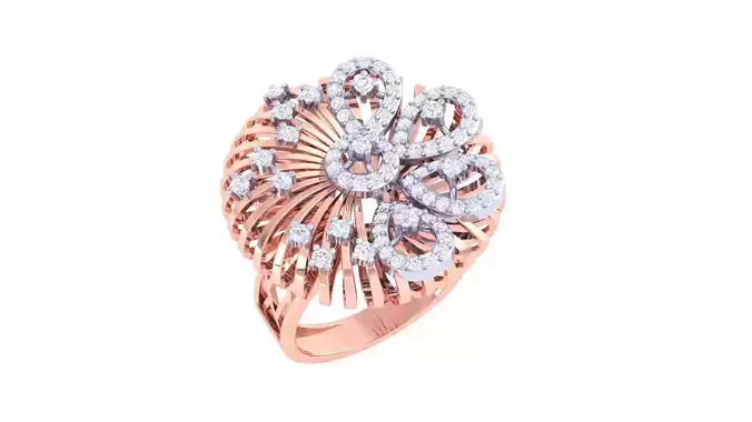 Flower High Jewelry Diamond Cocktail Ring 3dm stl obj