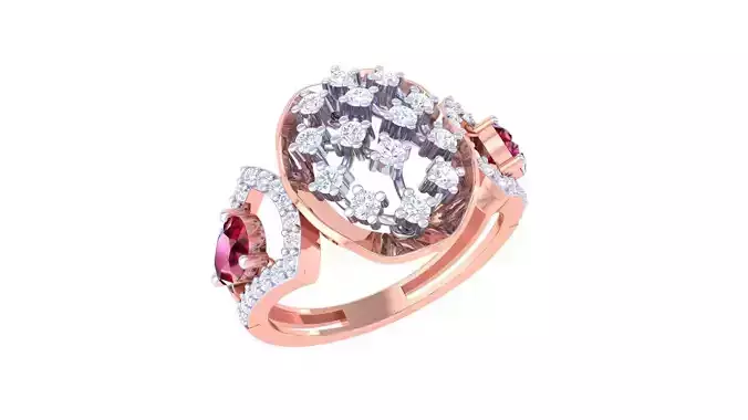 Flower High Jewelry Diamond Cocktail Ring 3dm stl obj