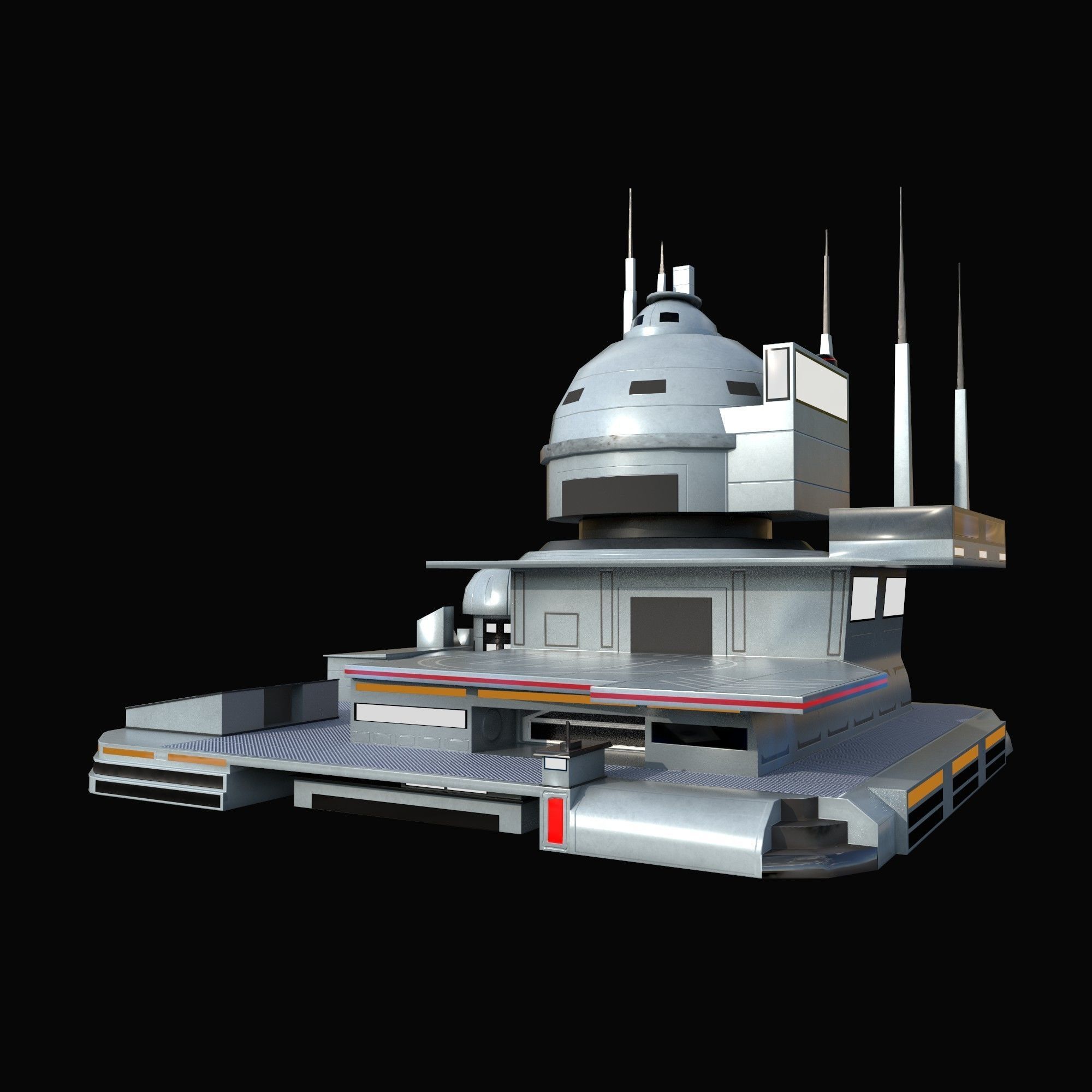 futuristic spaceport Low-poly 3D model_2