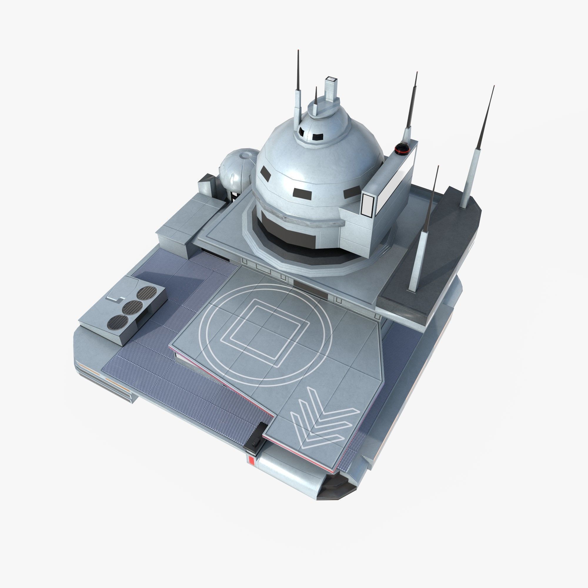 futuristic spaceport Low-poly 3D model_4