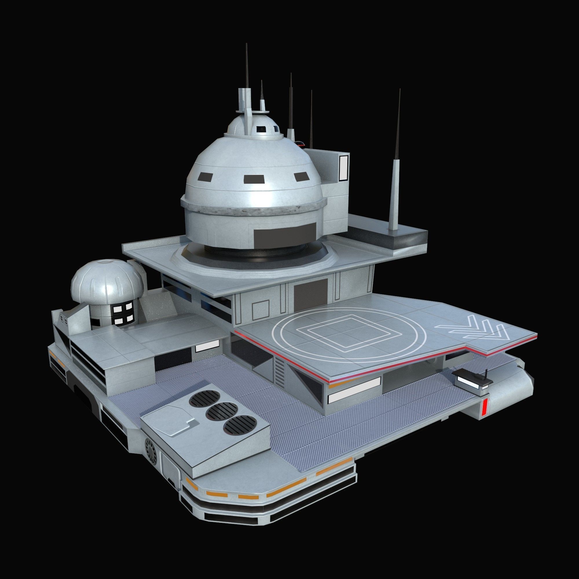 futuristic spaceport Low-poly 3D model_1