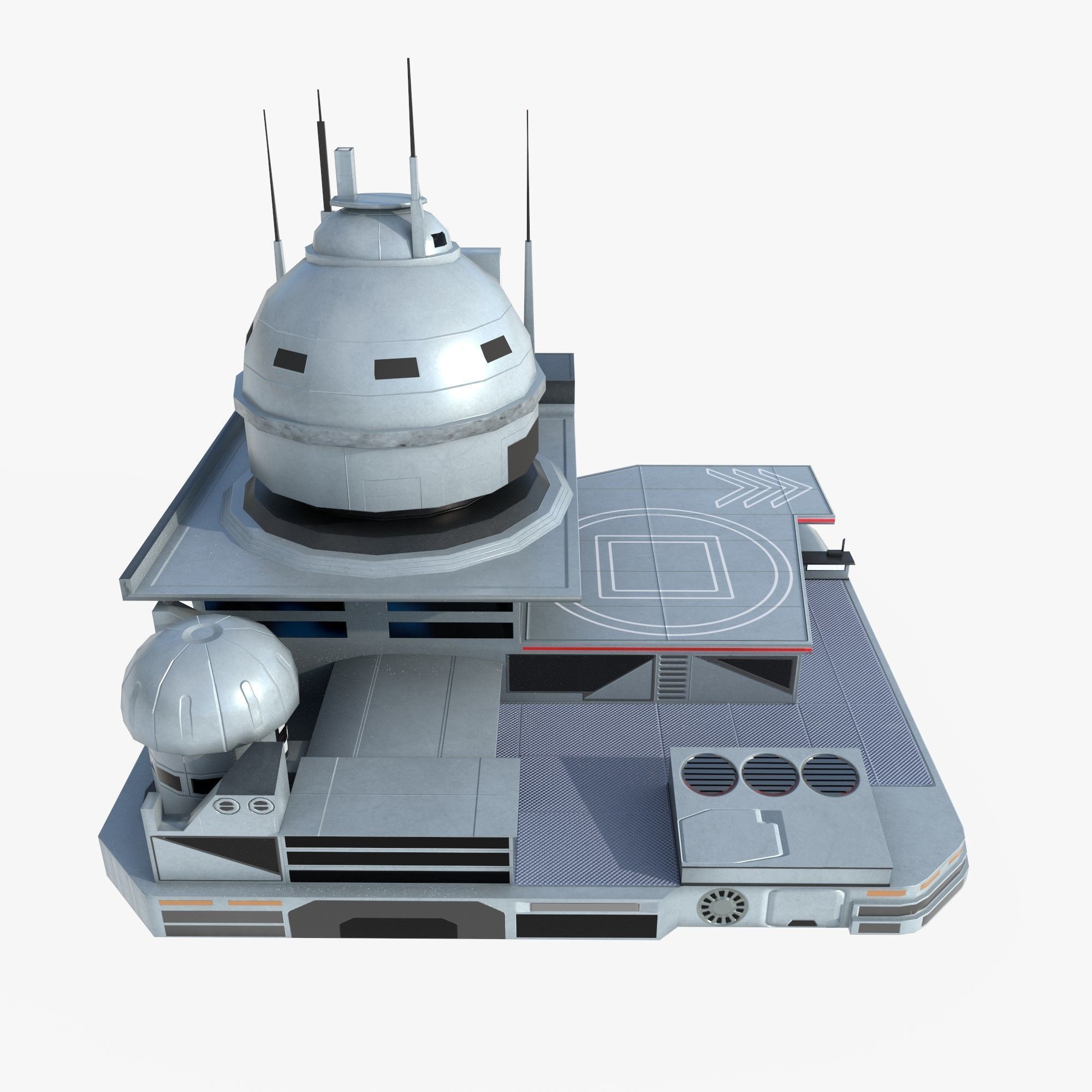 futuristic spaceport Low-poly 3D model_7