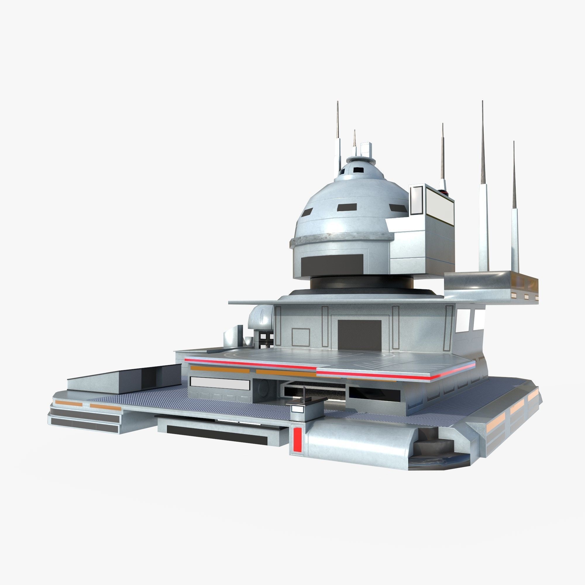 futuristic spaceport Low-poly 3D model_3