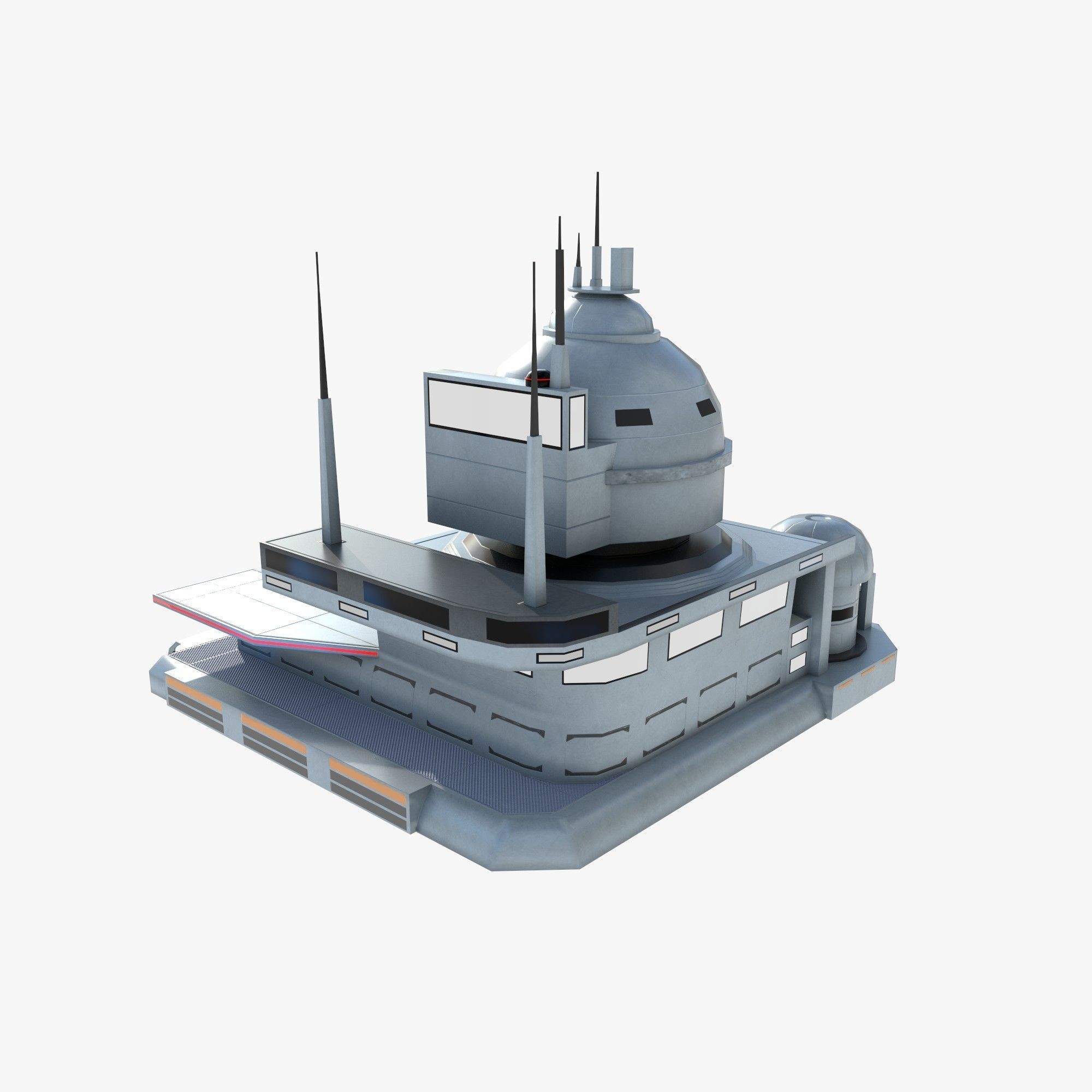 futuristic spaceport Low-poly 3D model_5