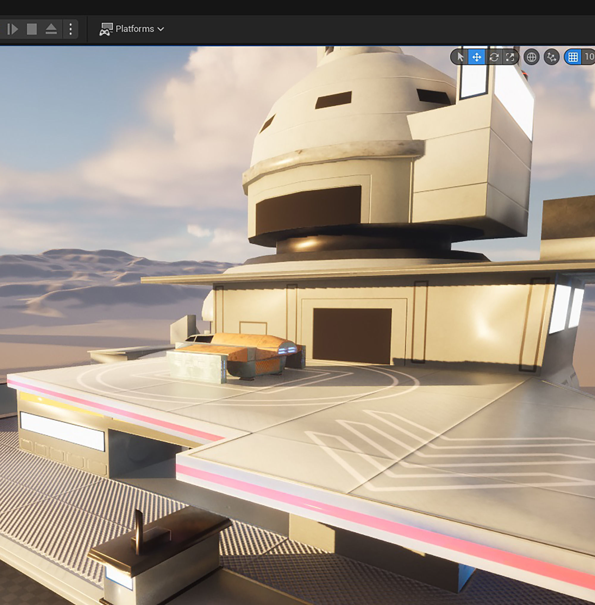 futuristic spaceport Low-poly 3D model_14